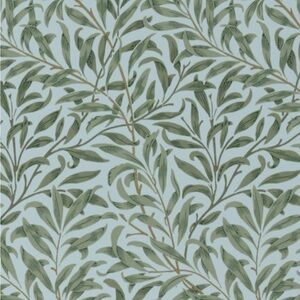 Spoonflower pre-pasted wallpaper in William Morris Willow Bough Leaf Pattern